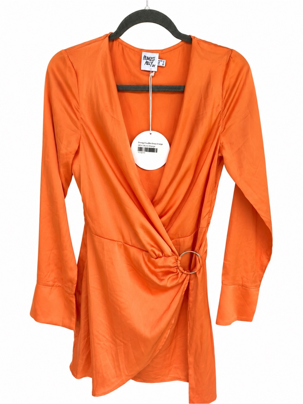 Princess Polly Energy Flow Orange Satin Mini Dress NWT Size 4